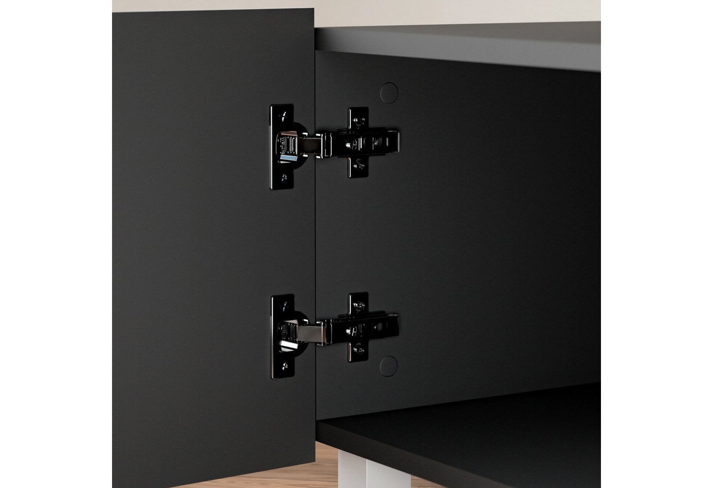 Lomadox Wohnwand CAIRNS-132, (6-St), in schwarz Hochglanz, Modern, grifflos – Bild 3 von 5