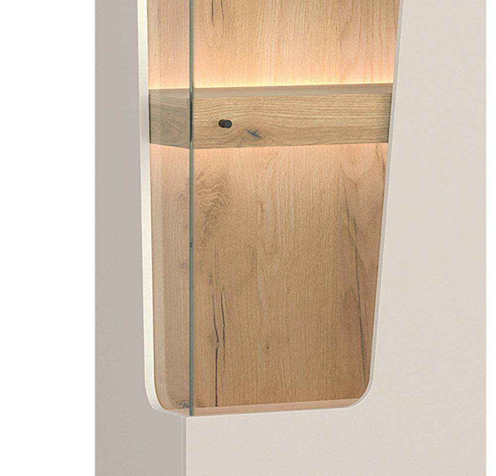 Lomadox Wohnwand CARMONA-129, (3-St., Lowboard Vitrine Wandregal), in Kaschmir und Eiche, inkl. LED-Beleuchtung – Bild 2 von 5