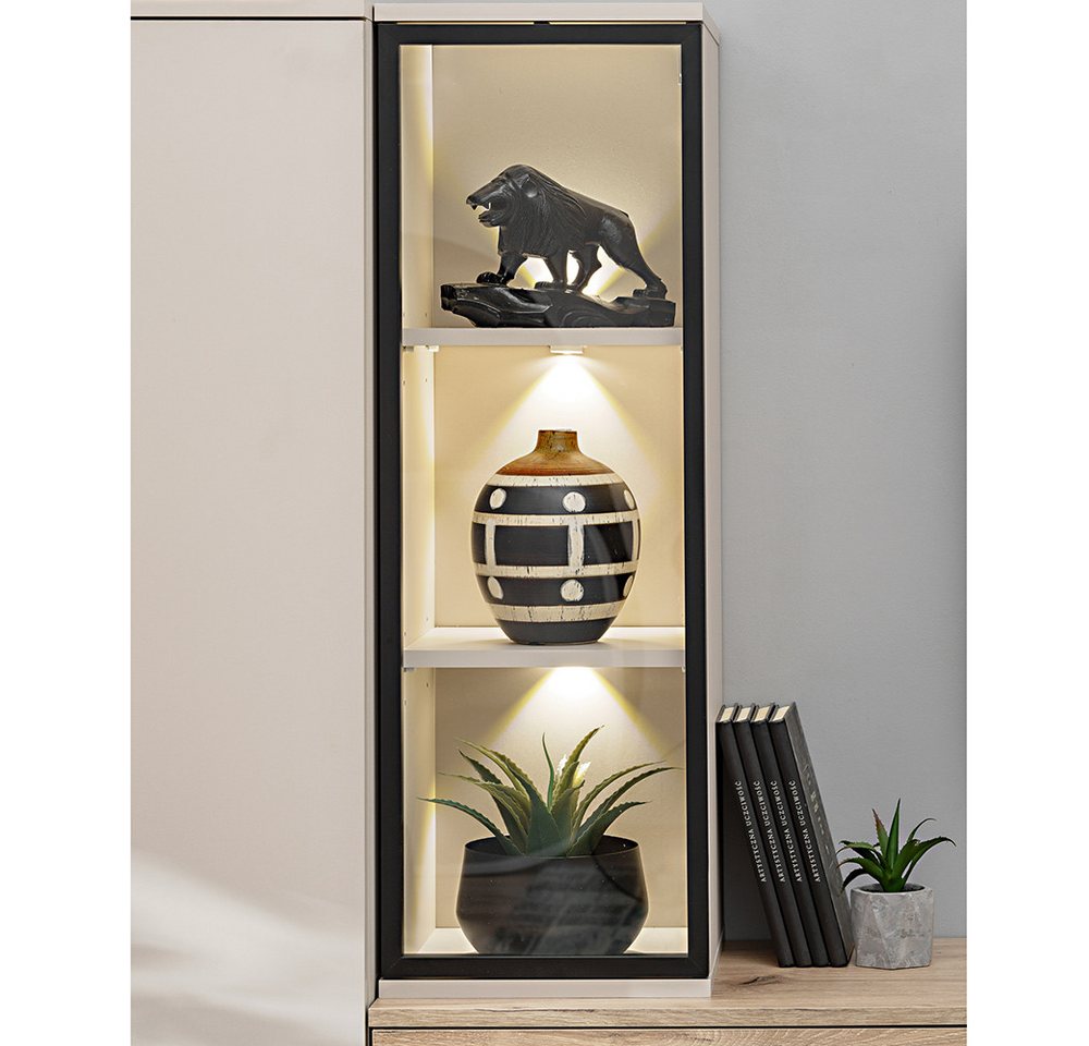 Lomadox Wohnwand CLINTON-164, (Lowboard Kommode Highboard), Eiche Dekor Kaschmir Beige 240 cm Push-to-open LED Beleuchtung – Bild 5 von 5