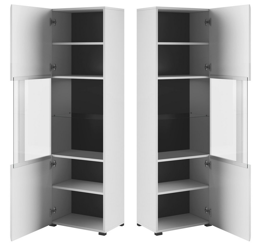 Lomadox Wohnwand TURDA-83, (4-St), weiß Hochglanz, Glas Absetzungen, Beleuchtung 340/204/50 cm – Bild 4 von 5
