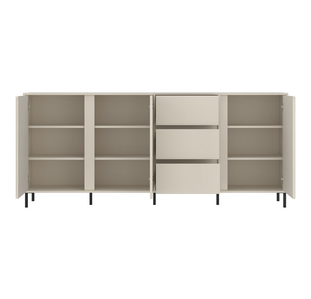 Lomadox Wohnzimmer-Set AMELIA-129, (Mega-Spar-Set, 3-St., Highboard Lowboard Sideboard), Sideboard Highboard Lowboard Kaschmir Rillen – Bild 4 von 5