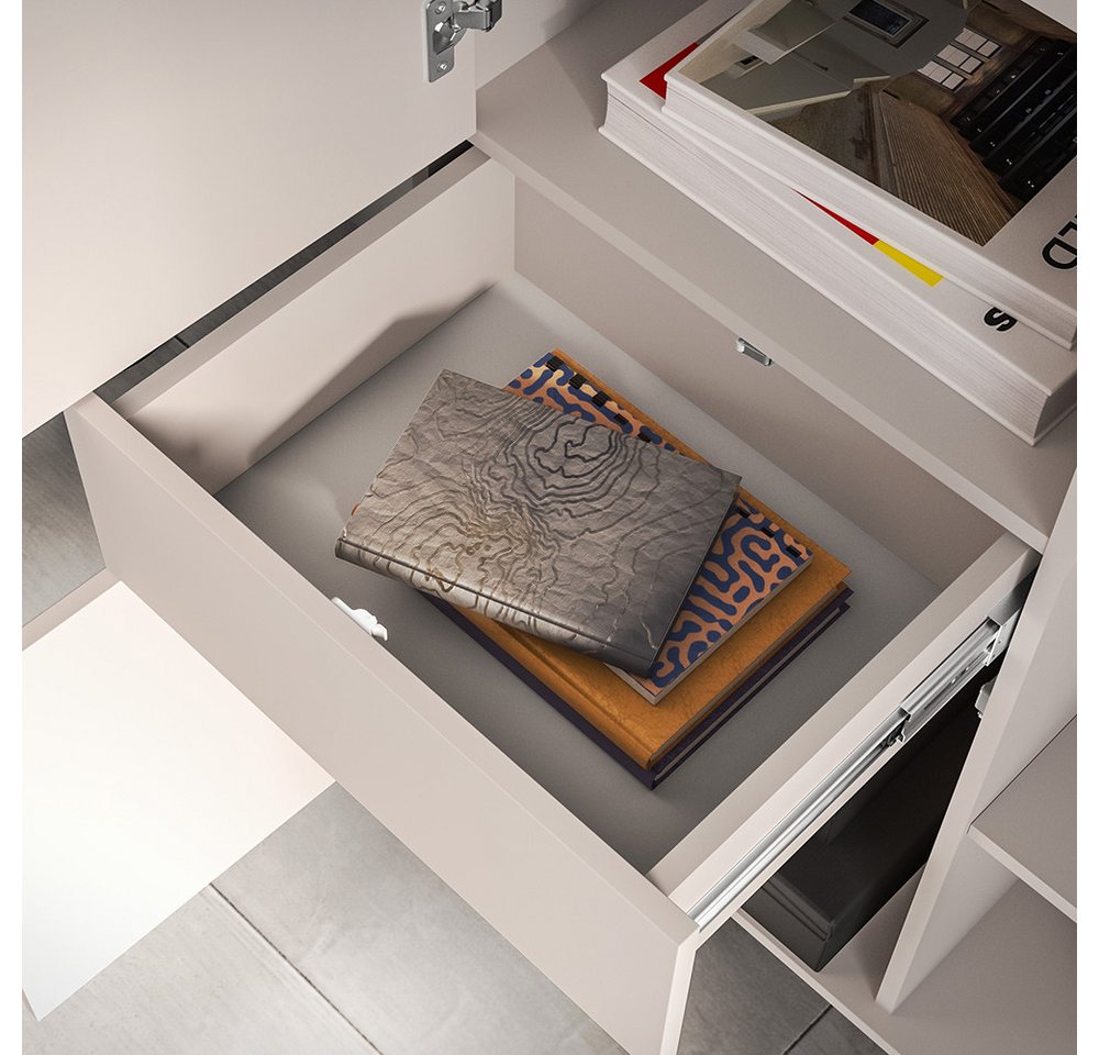 Lomadox Wohnzimmer-Set BANSIN-131, (Mega-Spar-Set, 3-St., Lowboard), in Kaschmir, LED-Beleuchtung, Glasfront mit Rahmen in schwarz – Bild 3 von 5