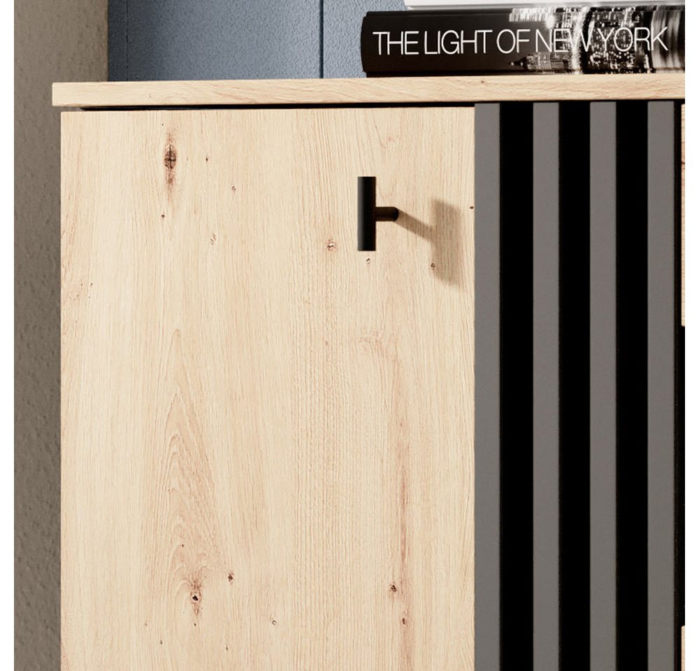 Lomadox Wohnzimmer-Set MATTAWA-167, (Mega-Spar-Set, 2-St., Couchtisch Lowboard), Wohnwand, Eiche Dekor mit Couchtisch und Beleuchtung – Bild 3 von 5
