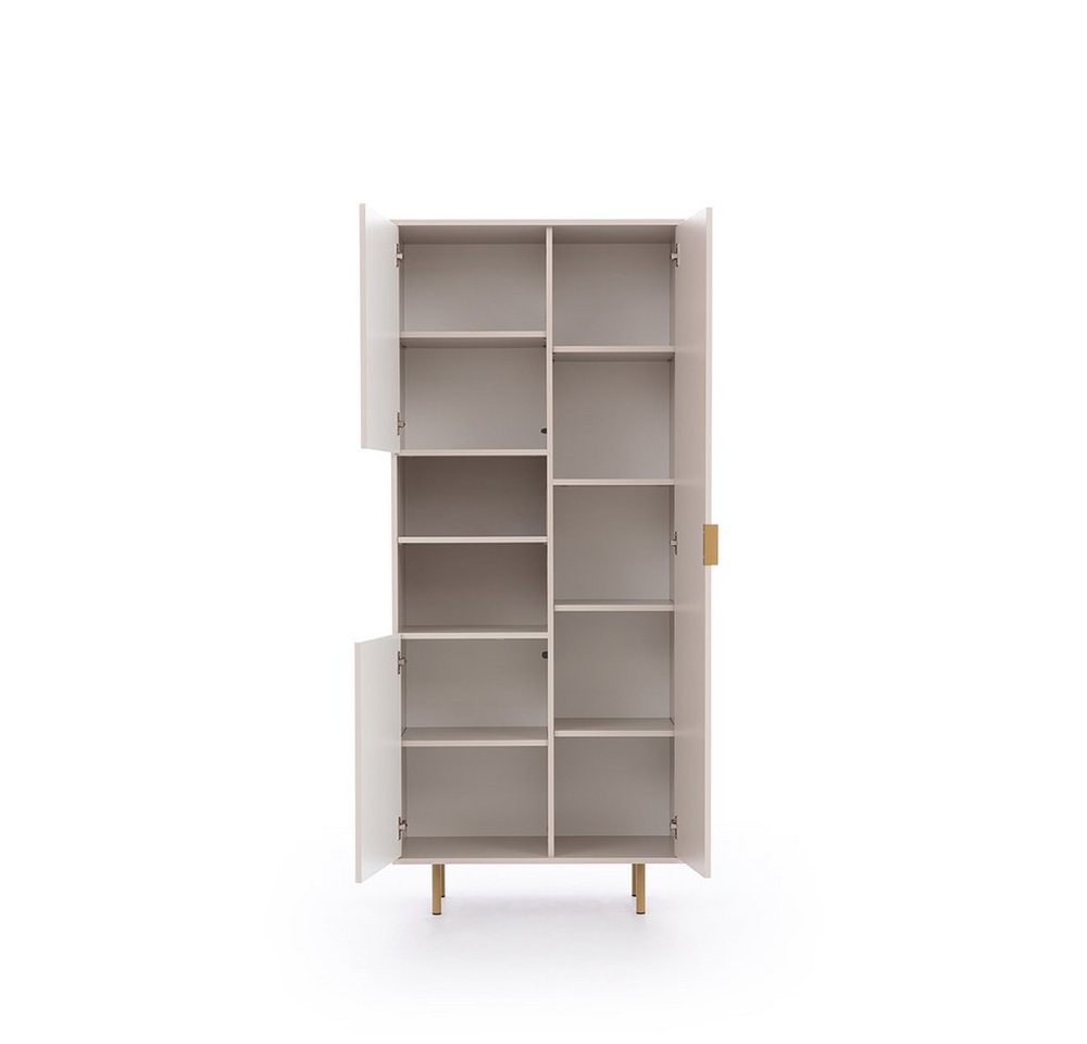 Lomadox Wohnzimmer-Set NADOR-132, (Mega-Spar-Set, 2-St., Sideboard Vitrine), Kaschmir mit goldfarbenen Metallgriffen und -füßen, Front Rillenoptik – Bild 5 von 5
