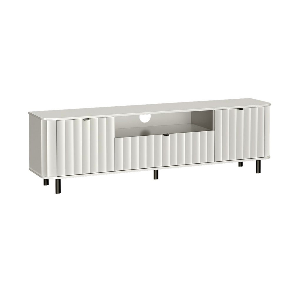 Lomadox Wohnzimmer-Set NASHVILLE-161, (Mega-Spar-Set, 2-St., Vitrine Lowboard), Wohnzimmer-Set in Weiß, mit Wellen-Optik, modern – Bild 3 von 5