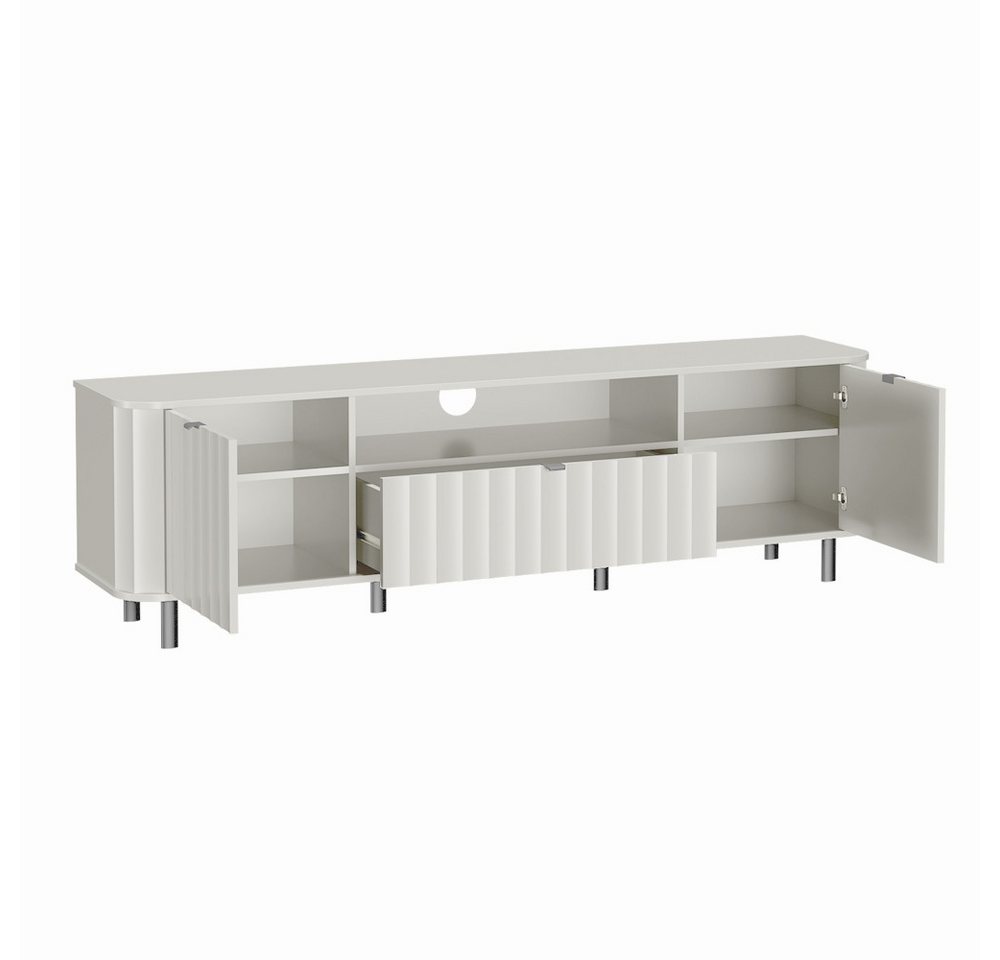 Lomadox Wohnzimmer-Set NASHVILLE-161, (Mega-Spar-Set, 2-St., Vitrine Lowboard), Wohnzimmer-Set in Weiß, mit Wellen-Optik, modern – Bild 4 von 5