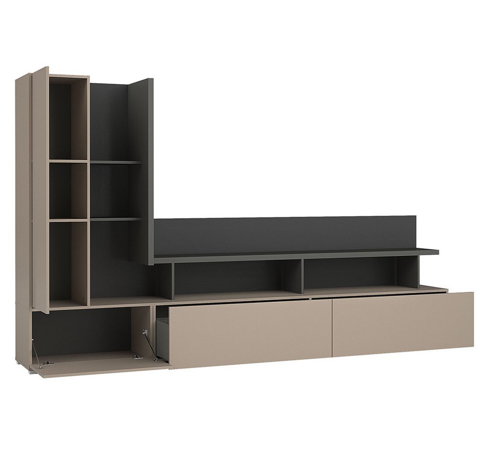 Lomadox Wohnzimmer-Set SELCE-83, (Mega-Spar-Set, 4-St., Vitrine Wohnwand Couchtisch Sideboard), in beige mit anthrazit, modern, 4-teilig – Bild 3 von 5