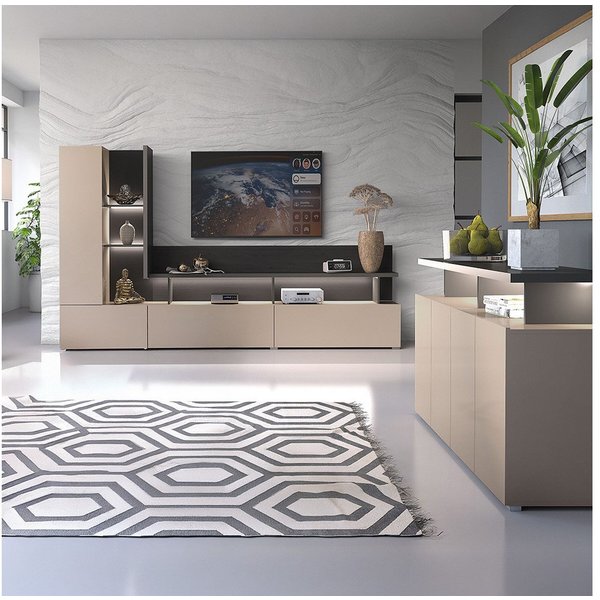 Lomadox Wohnzimmer-Set SELCE-83, (Mega-Spar-Set, 2-St., 2-tlg), in beige mit anthrazit inkl. Beleuchtung, griffloses Design