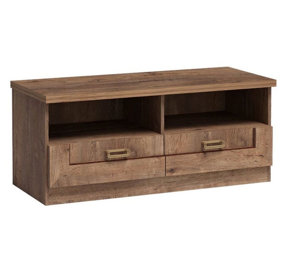 Lomadox Wohnzimmer-Set TEORA-161, (Mega-Spar-Set, 3-St., Vitrinenschrank Lowboard Sideboard), in Lefkas Eiche Vitrinentüren mit Verzierung rustikal Metallgriffe – Bild 5 von 5