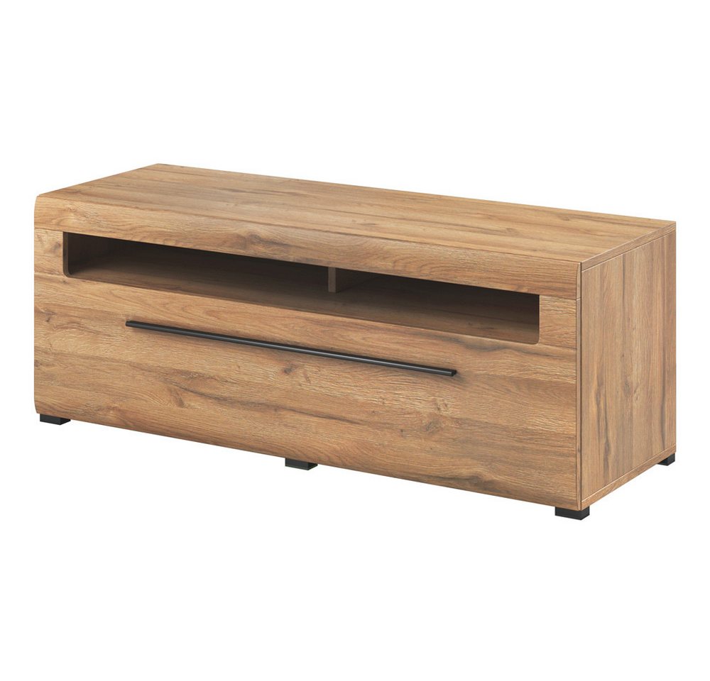 Lomadox Wohnzimmer-Set TURDA-83, (Mega-Spar-Set, 6-St., Couchtisch Highboard Lowboard Sideboard Vitrine Wandregal), Eiche Metallgriffe inkl. LED Beleuchtung Tür – Bild 4 von 5