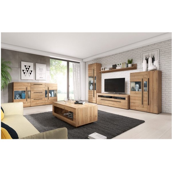 Lomadox Wohnzimmer-Set TURDA-83, (Mega-Spar-Set, 6-St., 6-tlg), Grandson Nb. mit LED Beleuchtung 320/104/50 cm