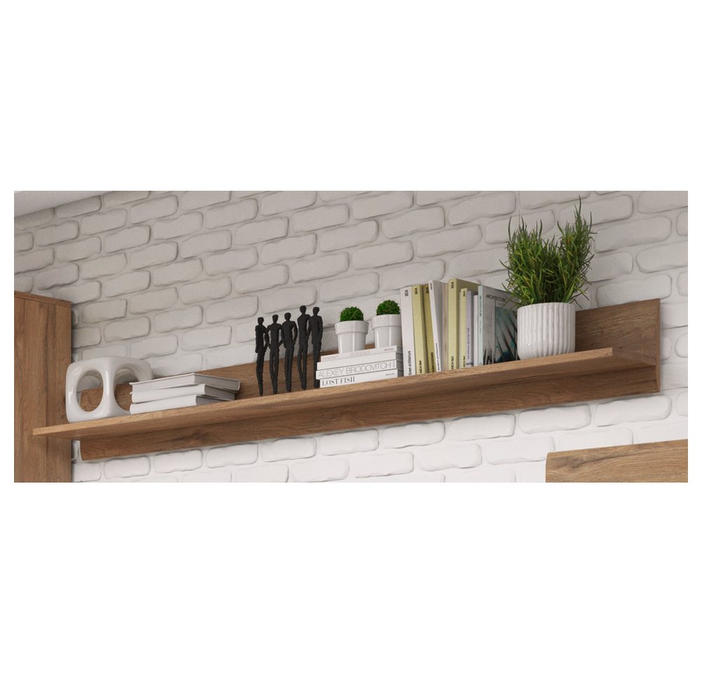 Lomadox Wohnzimmer-Set TURDA-83, (Mega-Spar-Set, 5-St., Couchtisch Highboard Lowboard Sideboard Vitrine Wandregal), Eiche braun Metallgriffe TV-Wand inkl. LED B – Bild 5 von 5