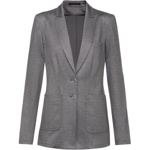 GREIFF Longblazer Greiff CASUAL Damen Jersey-Longblazer Regular Hellgrau Glencheck 34