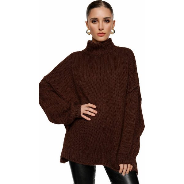 Worldclassca Longpullover WORLDCLASSCA Damen Oversize Strickpulllover Lang Pulli mit Steh Kragen Neue Kollektion - Stilvolle und gemütliche Strickmode für Damen