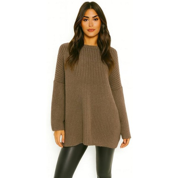 Worldclassca Longpullover WORLDCLASSCA Damen Oversize Strickpulllover Dick Lang Pulli Winter Neue Kollektion - Stilvolle und gemütliche Strickmode für Damen