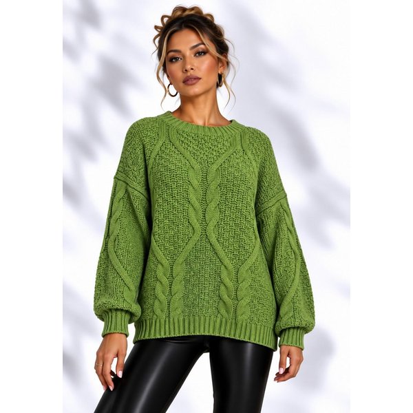 Worldclassca Longpullover WORLDCLASSCA Oversize Strickpulllover Lang Zopf Muster Dick Winter Neue Kollektion - Stilvolle und gemütliche Strickmode für Damen