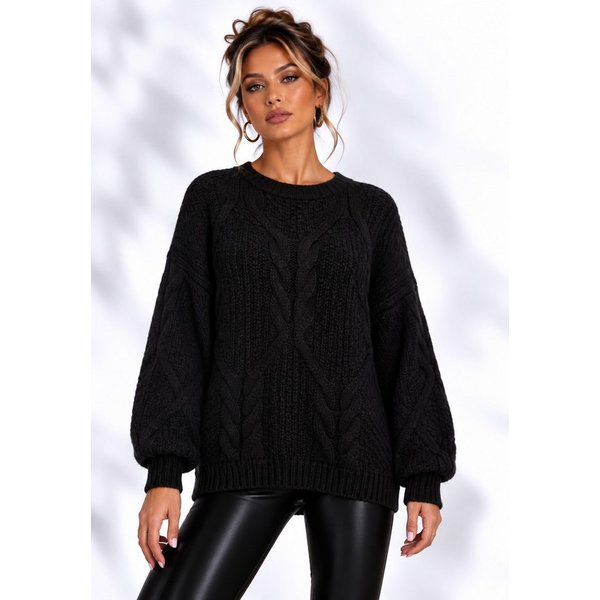 Worldclassca Longpullover WORLDCLASSCA Oversize Strickpulllover Lang Zopf Muster Dick Winter Neue Kollektion - Stilvolle und gemütliche Strickmode für Damen