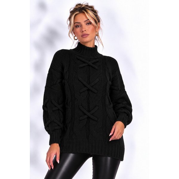 Worldclassca Longpullover WORLDCLASSCA Strickpulllover mit Zopf Muster Stehkragen Fashion Pulli Neue Kollektion - Stilvolle und gemütliche Strickmode für Damen