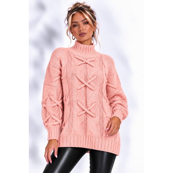Worldclassca Longpullover WORLDCLASSCA Strickpulllover mit Zopf Muster Stehkragen Fashion Pulli Neue Kollektion - Stilvolle und gemütliche Strickmode für Damen