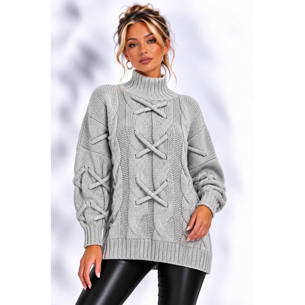 Worldclassca Longpullover WORLDCLASSCA Strickpulllover mit Zopf Muster Stehkragen Fashion Pulli Neue Kollektion - Stilvolle und gemütliche Strickmode für Damen