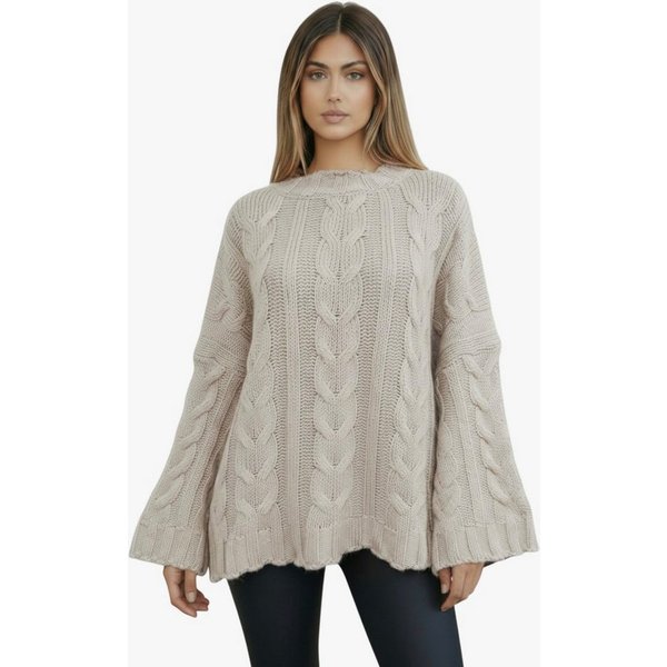 Worldclassca Longpullover WORLDCLASSCA Strickpulllover Oversize Lang Zopf Muster Winter Pulli Neue Kollektion - Stilvolle und gemütliche Strickmode für Damen