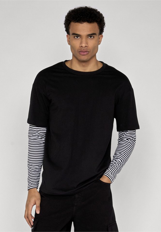 URBAN CLASSICS Longshirt Urban Classics Herren Oversized Double Layer Striped LS Tee (1-tlg) – Bild 3 von 4