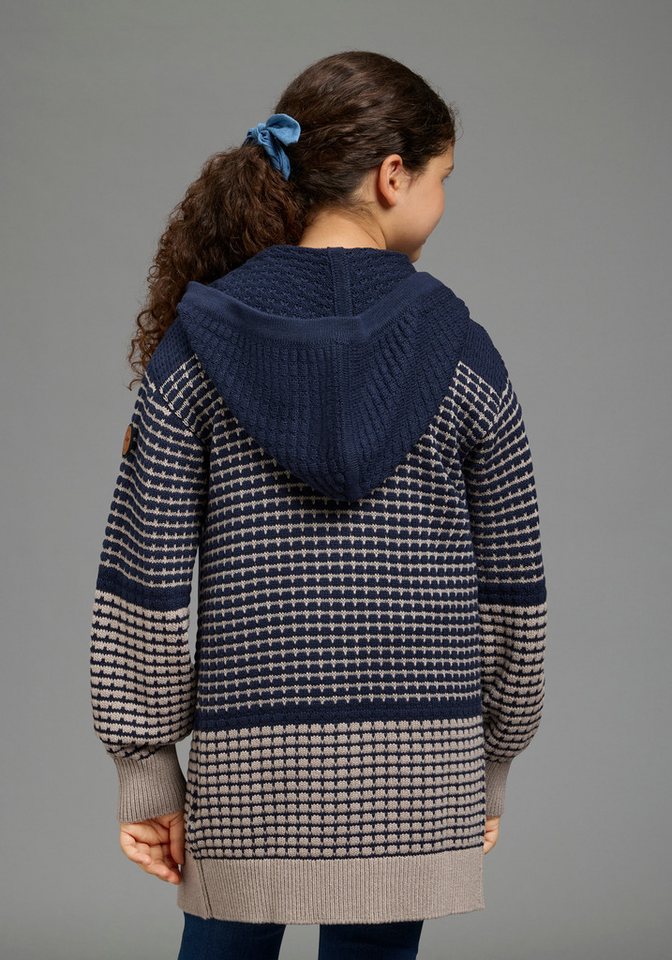 KangaROOS Longstrickjacke Long-Strickjacke mit modischen Ringelmuster von KangaROOS Lange Strickjacke, lässig geschnitten, Grobstrick-Qualität, Mini-Me – Bild 2 von 5