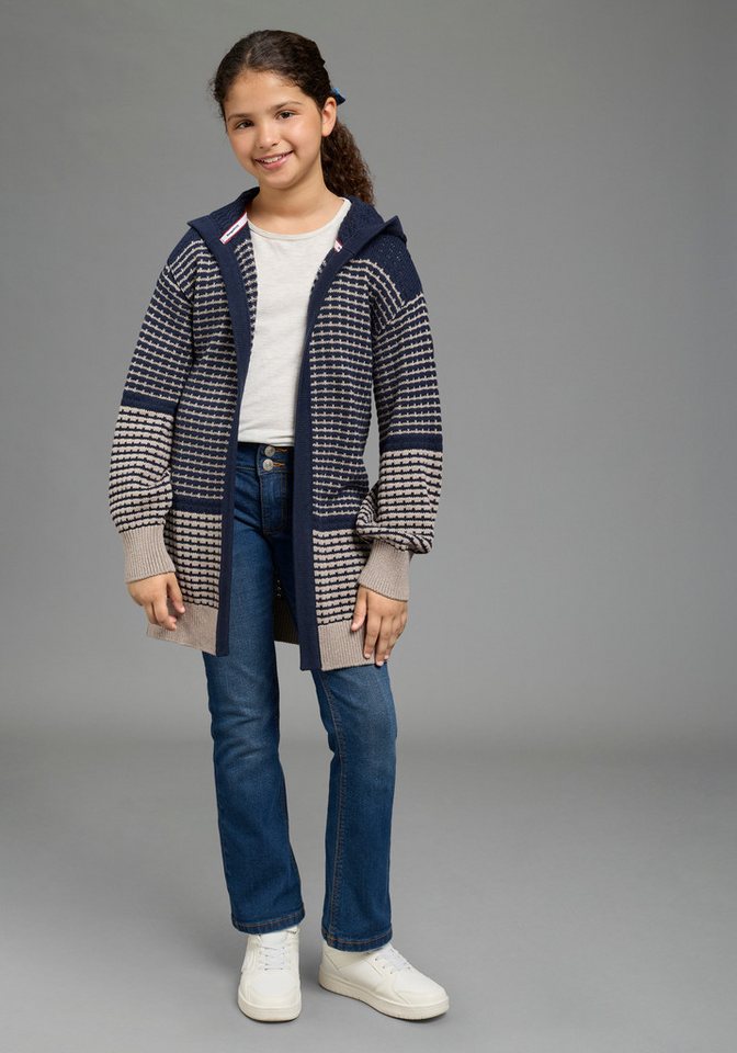 KangaROOS Longstrickjacke Long-Strickjacke mit modischen Ringelmuster von KangaROOS Lange Strickjacke, lässig geschnitten, Grobstrick-Qualität, Mini-Me – Bild 5 von 5