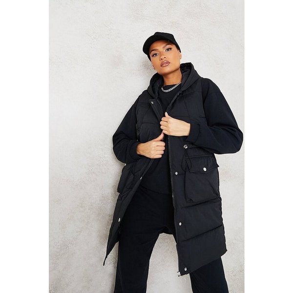 Worldclassca Longweste Worldclassca DAMEN STEPPWESTE LANG KAPUZE ÄRMELLOS WASSERABWEISEND WESTE OUTDOOR ÜBERGANGSJACKE GESTEPPT WARM JACKE NEU S-XL