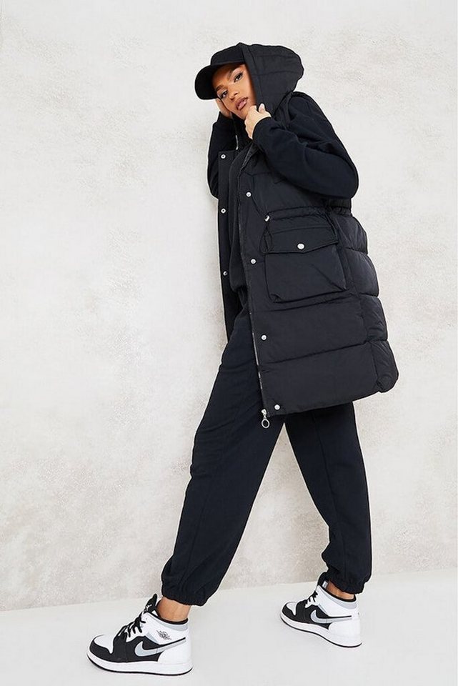 Worldclassca Longweste Worldclassca DAMEN STEPPWESTE LANG KAPUZE ÄRMELLOS WASSERABWEISEND WESTE OUTDOOR ÜBERGANGSJACKE GESTEPPT WARM JACKE NEU S-XL – Bild 2 von 2
