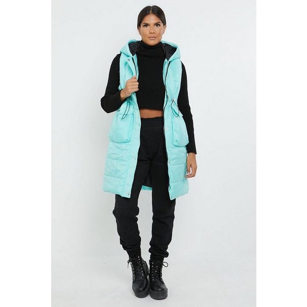 Worldclassca Longweste Worldclassca STEPPWESTE LANG KAPUZE ÄRMELLOS OURDOOR ÜBERGANGSJACKE