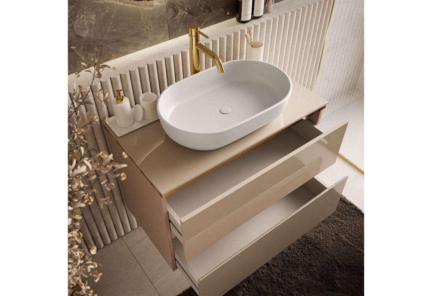 Lookway Badmöbel-Set AURORA KASCHMIR GOLD, 80x55x45 cm – Bild 3 von 5