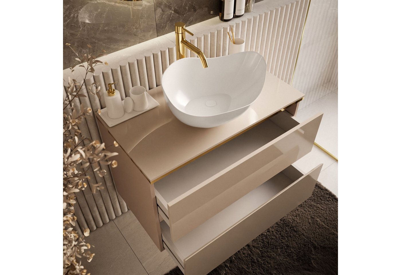 Lookway Badmöbel-Set AURORA KASCHMIR GOLD, 80x55x45 cm – Bild 3 von 5