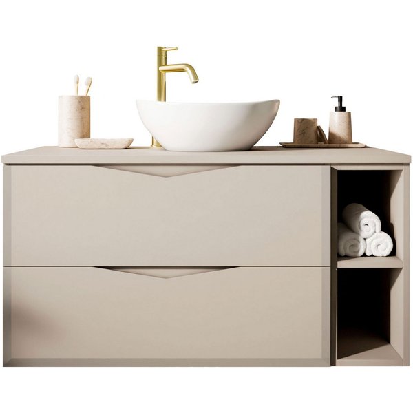 Lookway Badmöbel-Set MIRA II 80 cm mit Soft-Close & Waschbecken, (Badezimmerschrank mit wählbarem, Becken und Armatur), mit Soft-Close-System, 80x50x46 cm