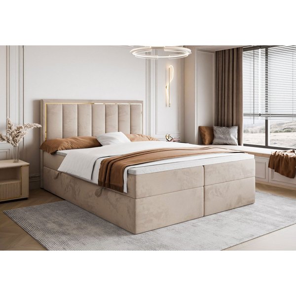 Lookway Boxspringbett AURELIA mit Bettkästen und Topper, 140/160/180x200, mit Bettkasten und Topper