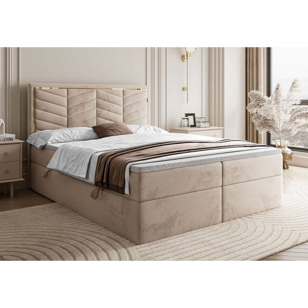 Lookway Boxspringbett mit Bettkasten und Topper AURORA (Bett mit topper), 140/160/180x200