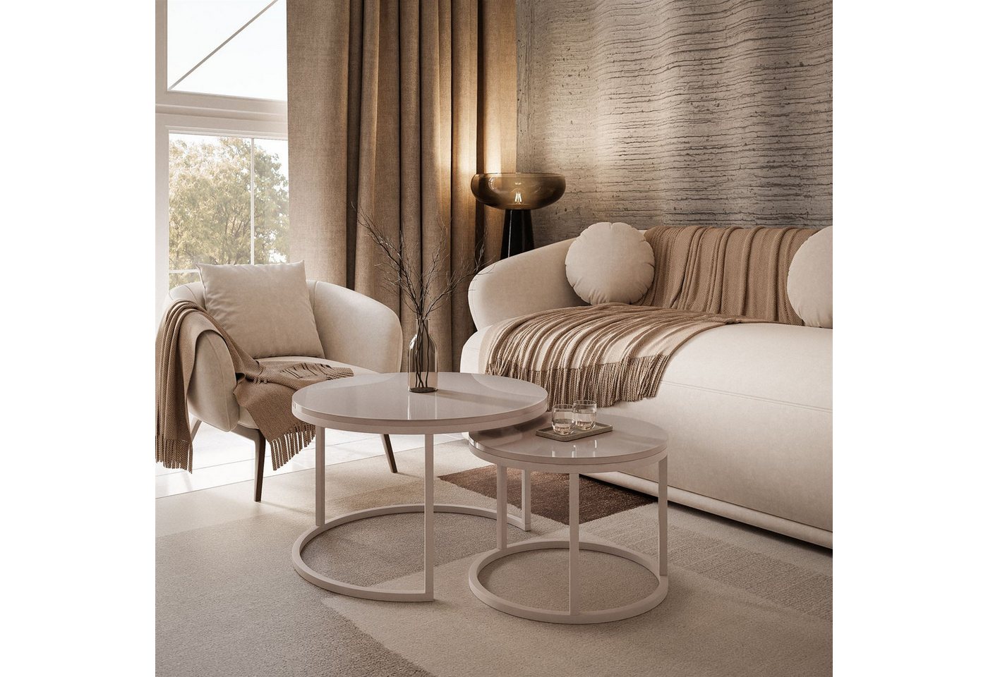 Lookway Couchtisch CIRI 2in1 KASCHMIR (2er-Set), Durchmesser: ⌀70 cm und ⌀50 cm – Bild 2 von 5