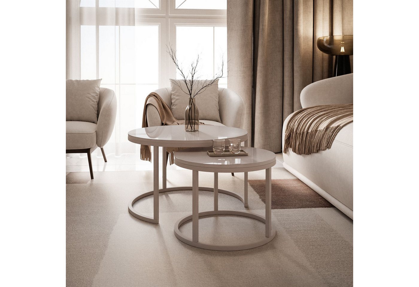 Lookway Couchtisch CIRI 2in1 KASCHMIR (2er-Set), Durchmesser: ⌀70 cm und ⌀50 cm – Bild 3 von 5
