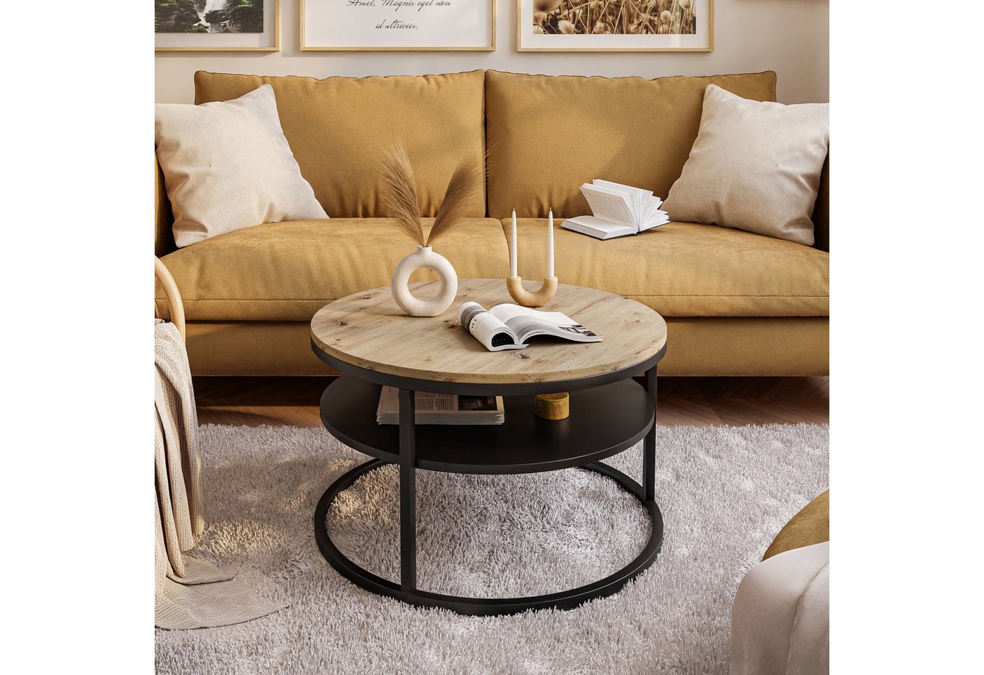 Lookway Couchtisch CIRI LOFT mit Ablage (1 Tisch), Durchmesser: 70 cm, Höhe: 49 cm – Bild 3 von 5