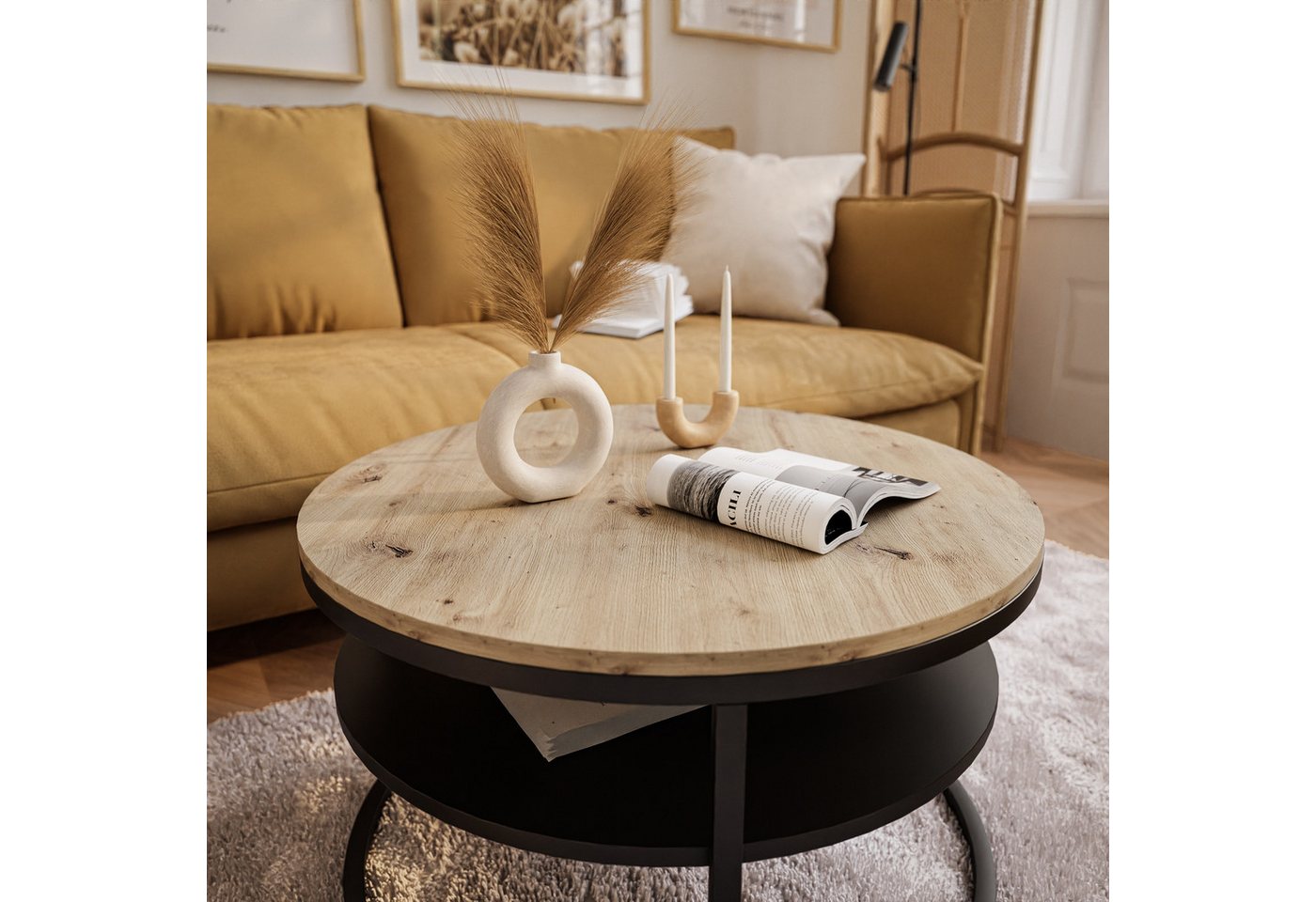 Lookway Couchtisch CIRI LOFT mit Ablage (1 Tisch), Durchmesser: 70 cm, Höhe: 49 cm – Bild 4 von 5