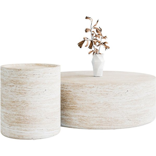 Lookway Couchtisch DUALO Couchtisch-Set – Modernes Design fürs Wohnzimmer (2er Set), Durchmesser: ⌀90 cm & ⌀40 cm, Höhe: 45,5 cm und 32,5 cm