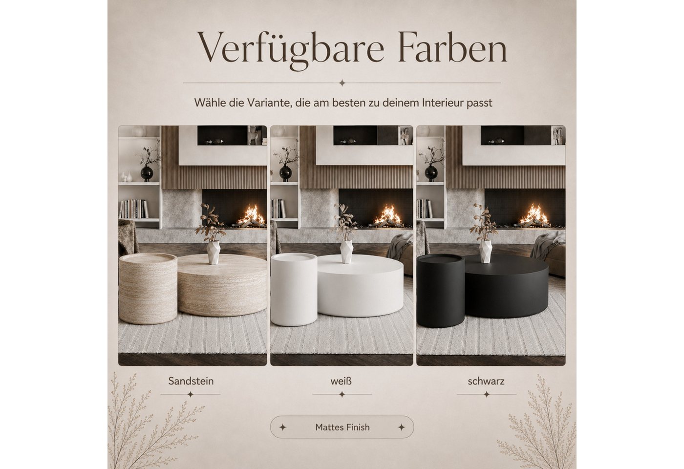 Lookway Couchtisch DUALO Couchtisch-Set – Modernes Design fürs Wohnzimmer (2er Set), Durchmesser: ⌀90 cm & ⌀40 cm, Höhe: 45,5 cm und 32,5 cm – Bild 3 von 5