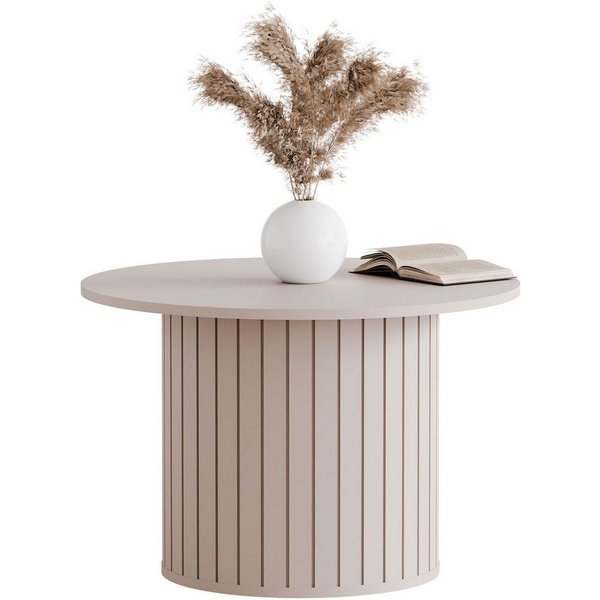 Lookway Couchtisch ELODIE – Rund, elegant & modern mit gefräster Basis (1x Couchtisch), Breite: 70 cm, Höhe: 47 cm