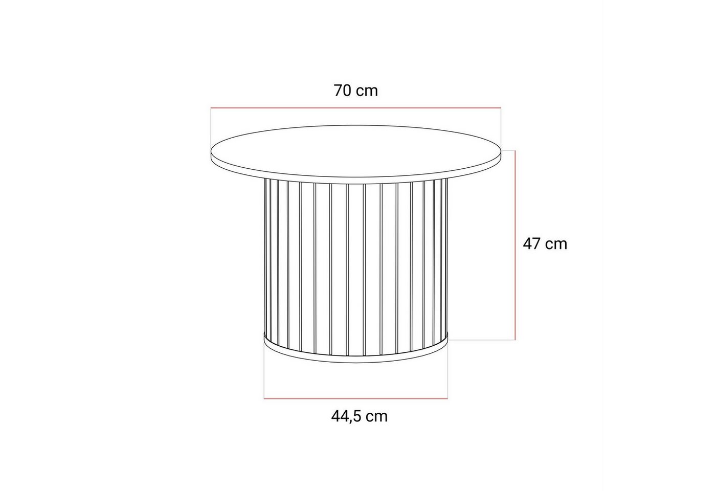 Lookway Couchtisch ELODIE – Rund, elegant & modern mit gefräster Basis (1x Couchtisch), Breite: 70 cm, Höhe: 47 cm – Bild 5 von 5