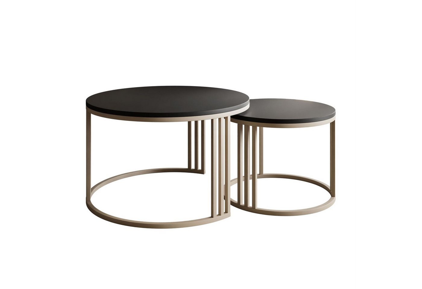 Lookway Couchtisch LORI 2in1 MATT, runder Couchtisch mit kaschmirfarbenem Gestell (2er Set), Durchmesser: ⌀70 cm und ⌀50 cm, Höhe: 49 cm und 44 cm – Bild 5 von 5