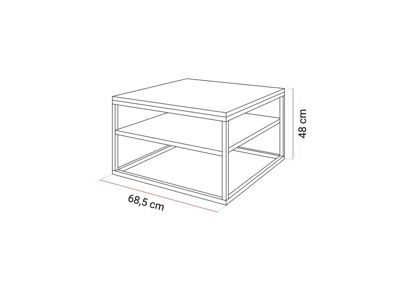 Lookway Couchtisch NOVA MARMOR mit Ablage (1x Tisch), 68,5x68,5x48 cm – Bild 4 von 4