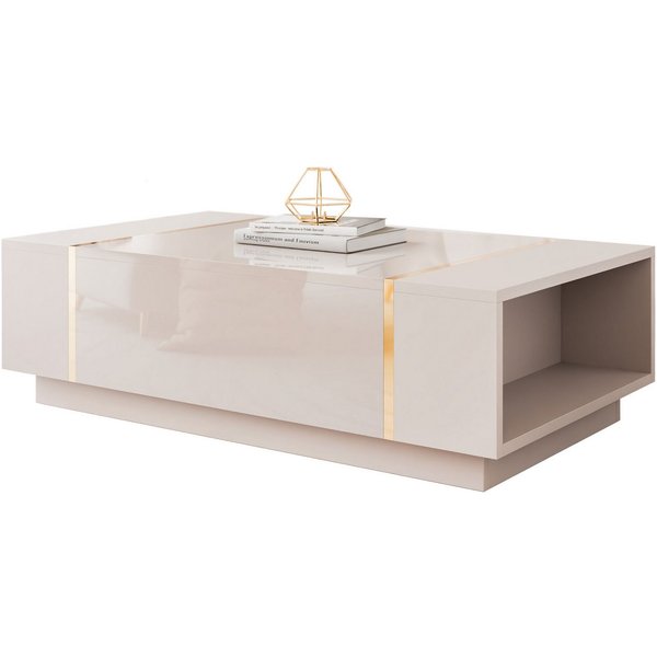 Lookway Couchtisch ONYX Kaschmir Hochglanz – Moderner Wohnzimmertisch (1x Tisch), Breite: 104 cm