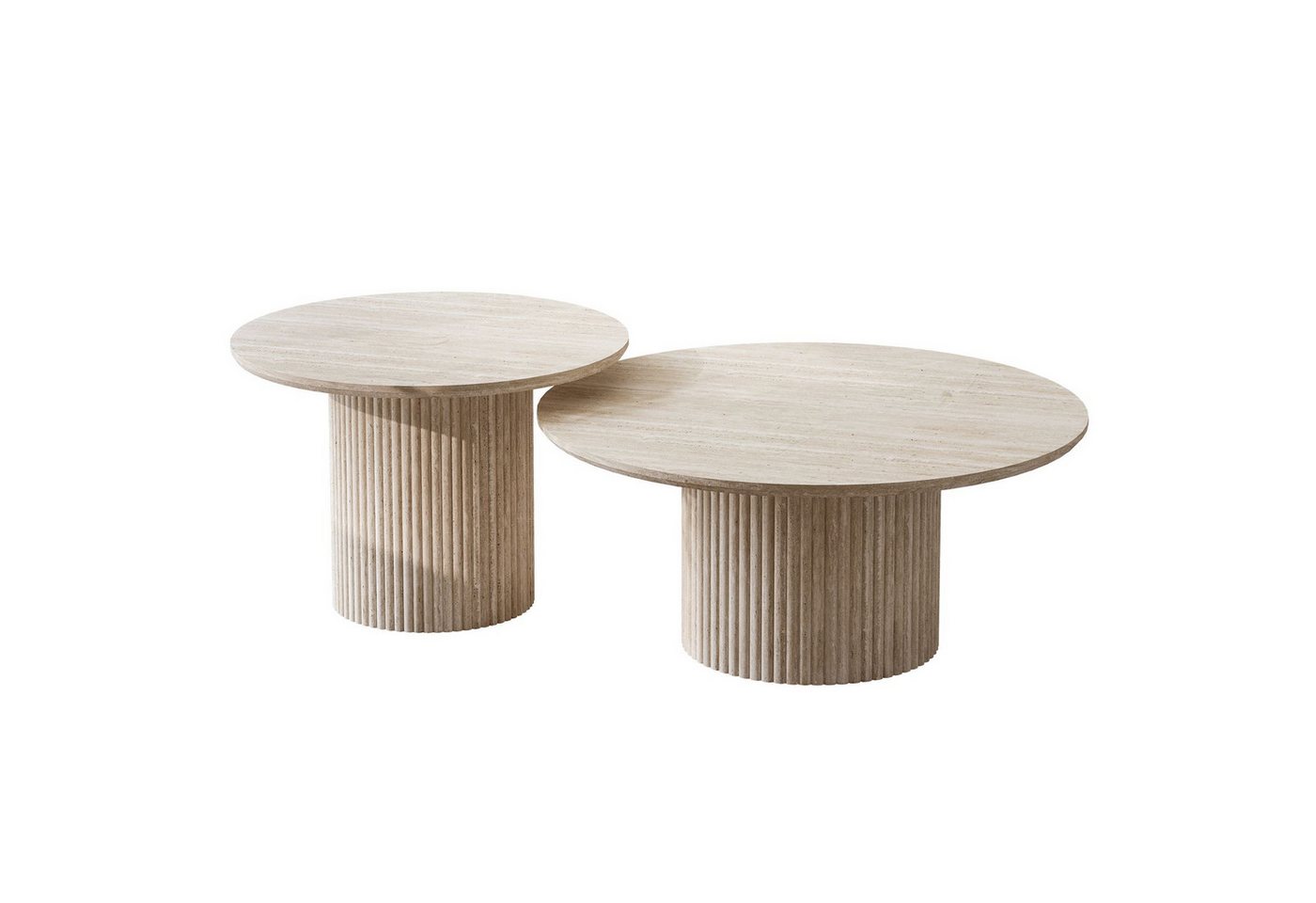 Lookway Couchtisch OVI-Tischset mit geriffelter Basis (2er Set), Durchmesser: ⌀80 cm und ⌀60 cm, Höhe: 36/42 cm – Bild 5 von 5