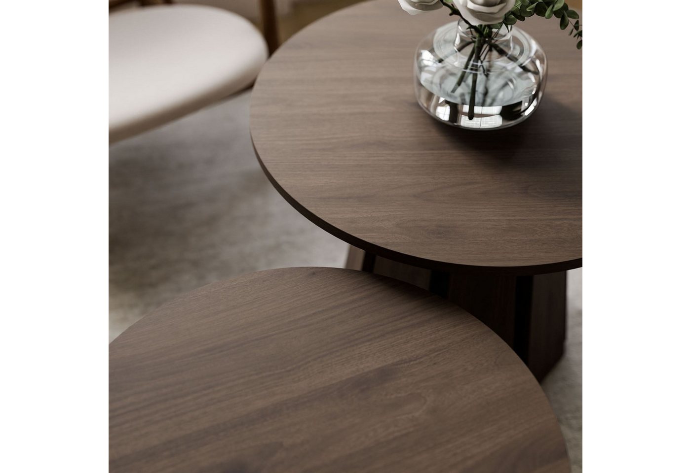 Lookway Couchtisch -Set SILVA 2-in-1, Durchmesser: 67 cm und 57 cm, Höhe: 51 cm und 46 cm – Bild 4 von 5