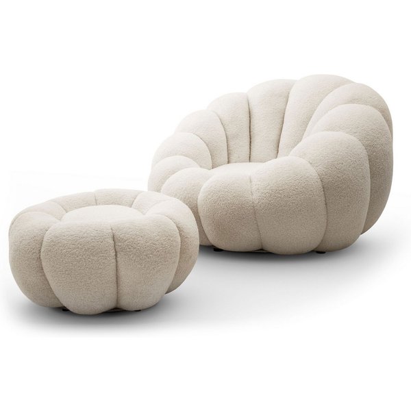 Lookway Drehsessel FLUFFY mit Fußhocker Bequemer Relaxsessel für Wohnzimmer (1x Sessel 1x Fußhocker), Drehsessel, 95x60 cm